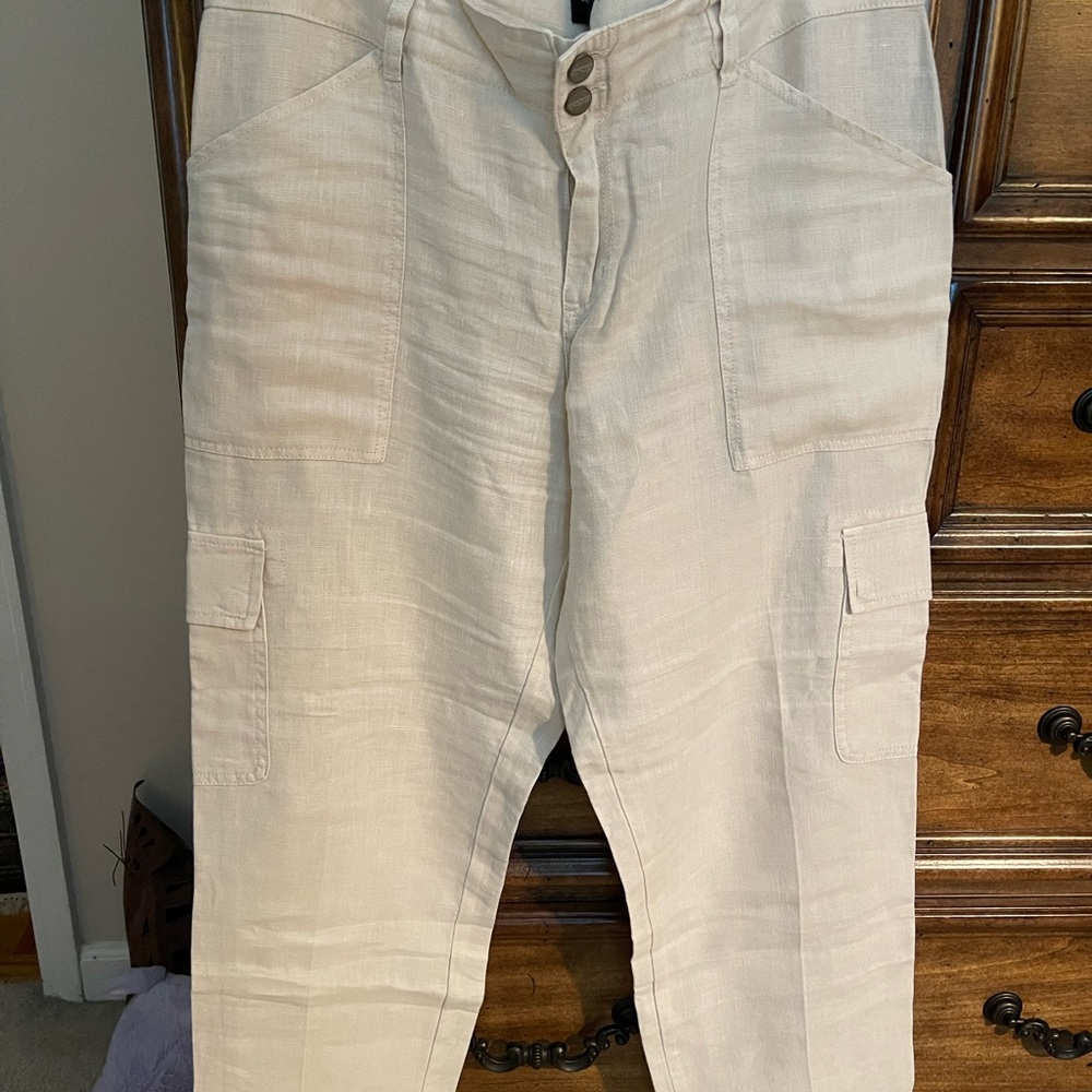 Sanctuary Cream Cargo Pants with ankle toggles